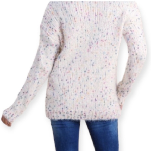 alya Color Flecked Eyelash Knit Sweater Crew Neck White Small - Picture 11 of 11